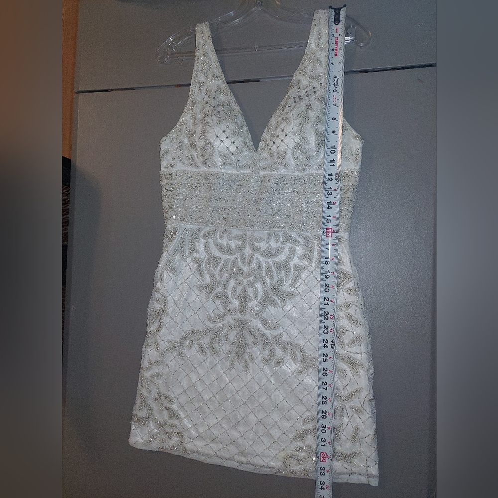 Beautiful Beaded White Couture Dress - Picture 12 of 16